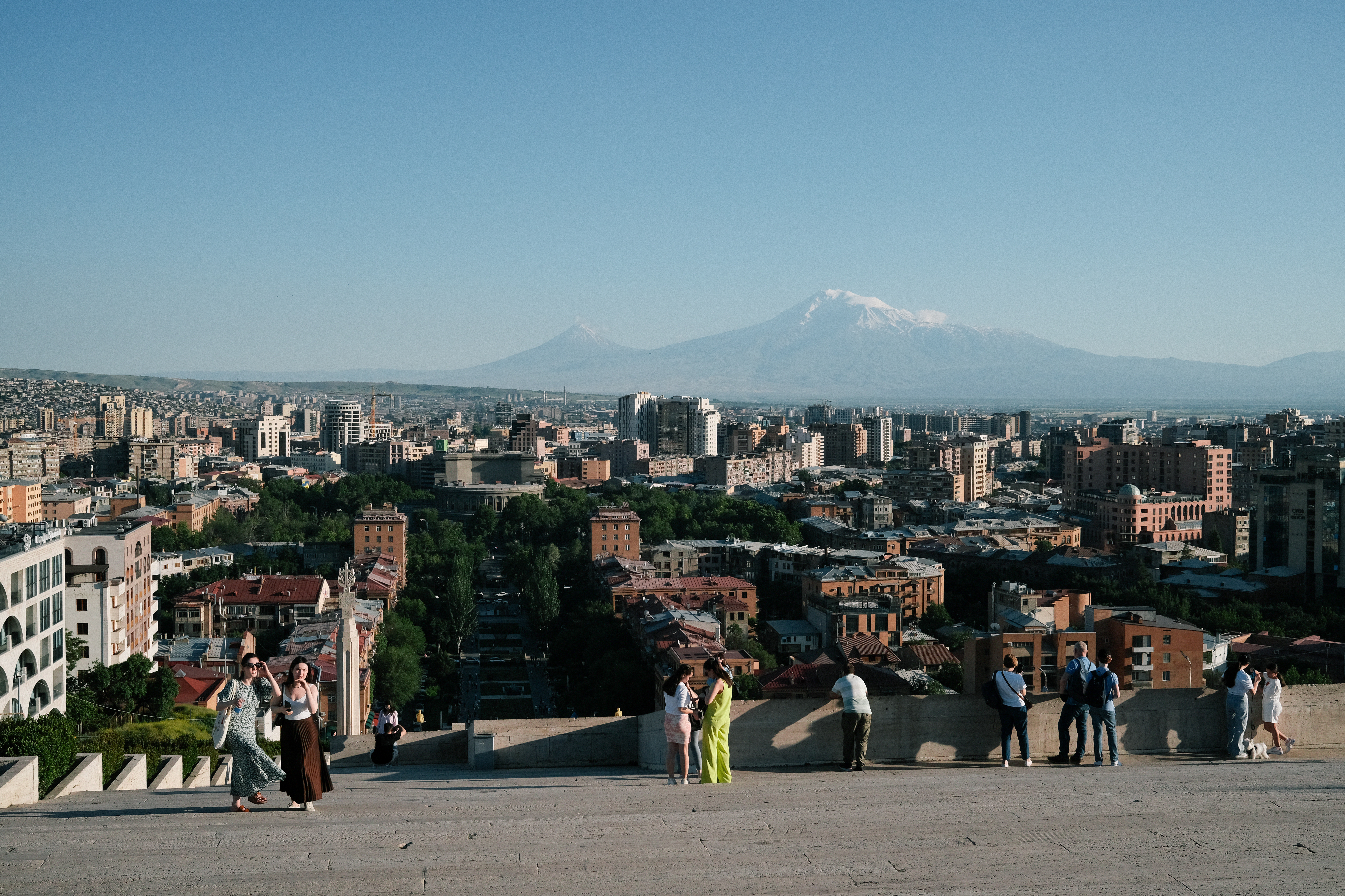 View over Yerevan with Mount Ararat in the distance
